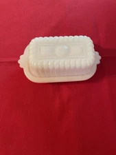 White Milk Hazel Atlas Half Stick Butter Dish & Lid Vintage 1950’s
