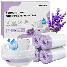 120 PCS Commode Liners with Absorbent Pads Portable Potty Bags Bedside Toilet