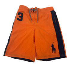Polo Ralph Lauren Swim Trunks Kid's M Orange Mesh Lined Big Pony 3 Pool Beach