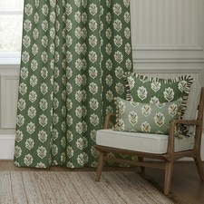 Long SANDERSON Curtains 66x90 "Sessile" in Leaf Green PAIR 168x229cm Block Print