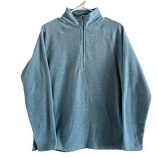 Eddie Bauer Women's Sweater Size M Cozy Fleece Quarter Zip Sea Blue Long Sleeve