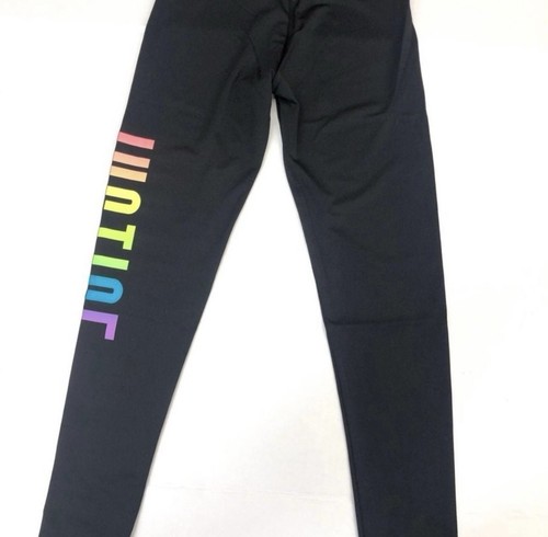 New! Justice girls leggings black rainbow “JUSTICE” Size 6 - Picture 3 of 4