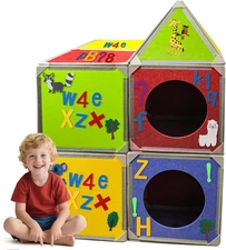 Magnetic Fort Building Panels – 16PCS Upgraded Felt Panels with Alphabet, Number