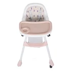 Height Chair Pink Folding Baby High Chair With Double Tray Silent Wheels