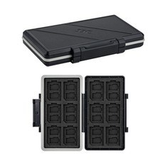 36 Slots Memory Card Case Water-Resistant Anti-Shock For 12x SD 24x TF, Black