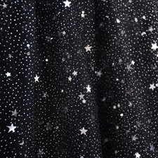 SAYUAN 54" x 3 Yards Glitter Tulle Fabric Rolls Silver Stars 3 Yards, Black