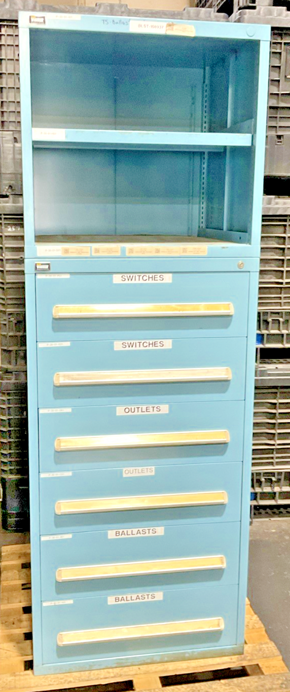 Stanley Vidmar 6-Drawer Cabinet with Top Shelf Dividers No Key-image