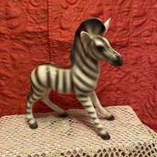 Zebra Made In USA Hand-Painted Ceramic Zebra Figurine 10”Tall Stamped Will-Grace
