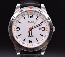 Timex Watch Men 42mm Indiglo Date Leather T2N695 NEW BATTERY  BAND
