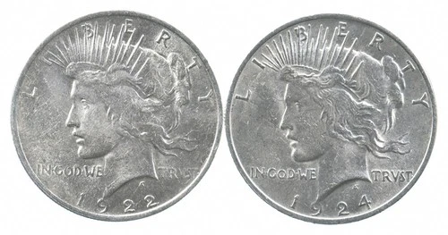 1922 & 1924 & Peace Silver Dollar $1 Bullion Collection Lot *880