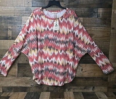 NWT Easel Top Women Medium Stretch Batwing Aztec Boho Festival Western Gift 