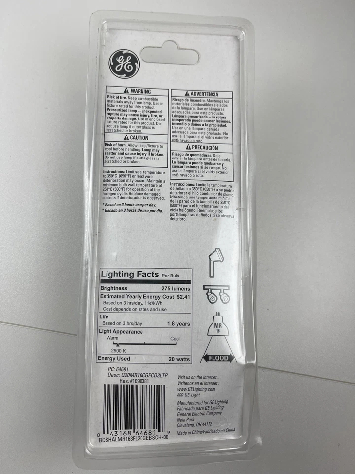 NEW 3 Directional GE MR16 20-Watt Floodlight Bulbs 275 Lumens 12V - Image 2 of 2