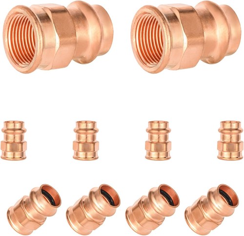 10 PCS Copper Press Fittings, 1/2"Press x 1/2" Female NPT Adapter