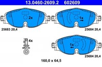 ATE Bremsbelagsatz, Scheibenbremse 13.0460-2609.2 FüR VW Audi
