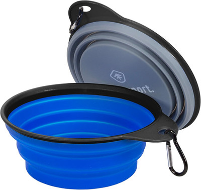 Stansport Large Collapsible Silicone Travel Bowls - 2 Pack, Grey/Blue