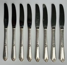 Vintage TUDOR PLATE ONEIDA COMMUNITY Silverplate Set of 8 Dinner knives~NICE