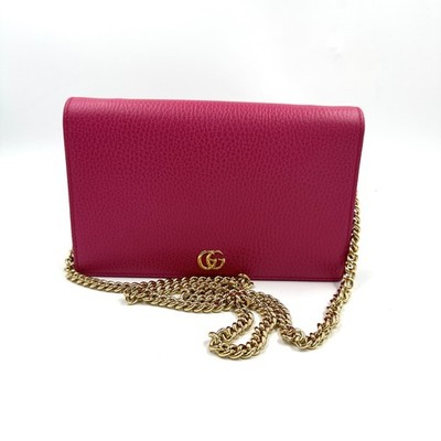 Live Pre-Owned Gucci Dollar Calfskin Mini GG Marmont Chain