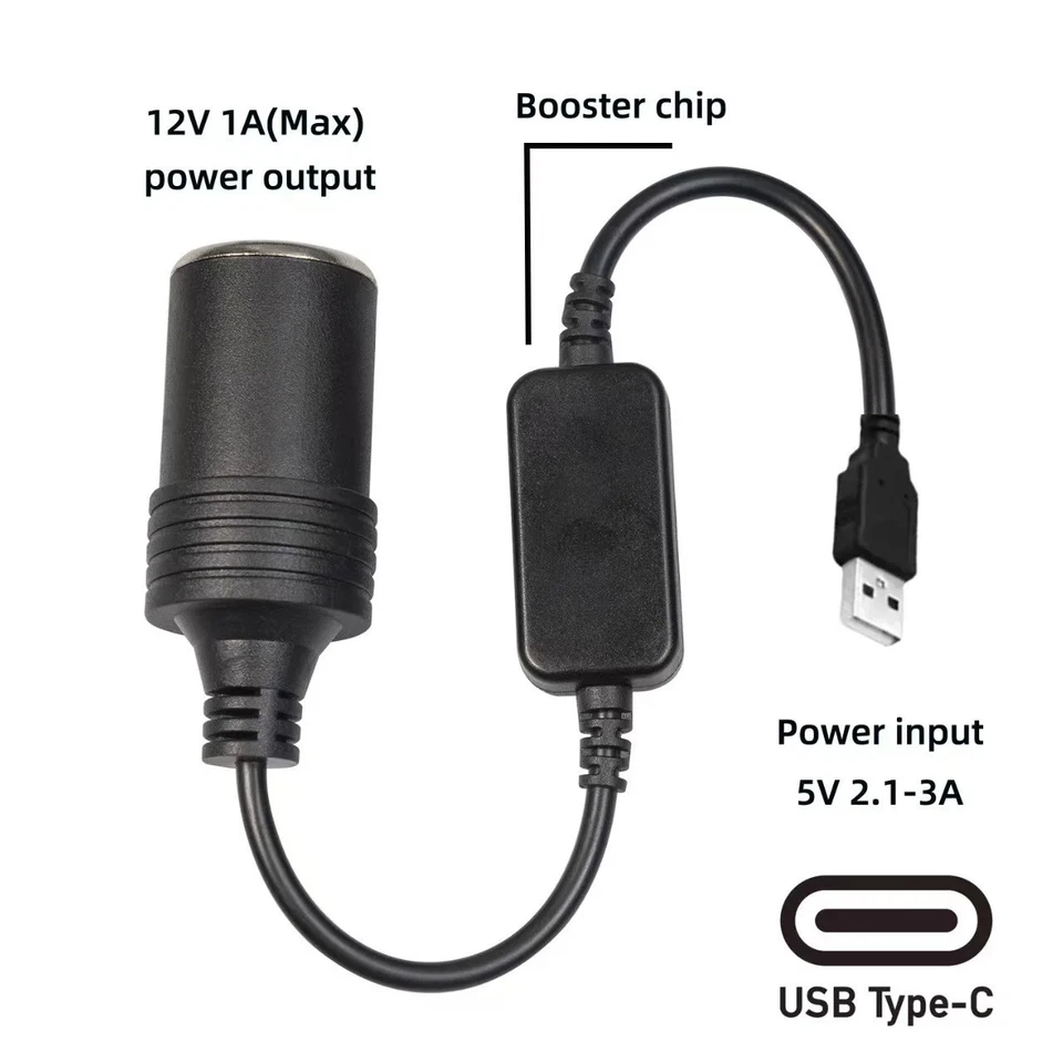USB To 12V Car Cigarette Lighter Female Socket Converter Adapter Cable Connector - Image 4 of 4