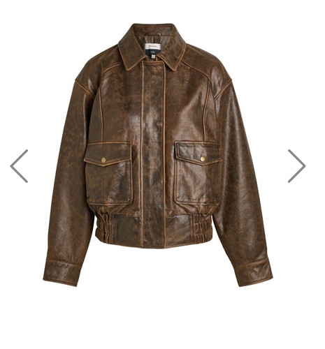 Reformation Veda Daphne Leather Bomber Jacket Size M Roasted Coffee