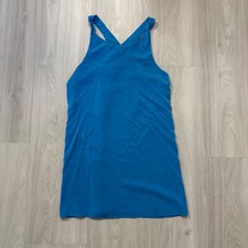 Alice + Olivia Blue Sleeveless Cross Back Mini Dress High Neck Cocktail Solid