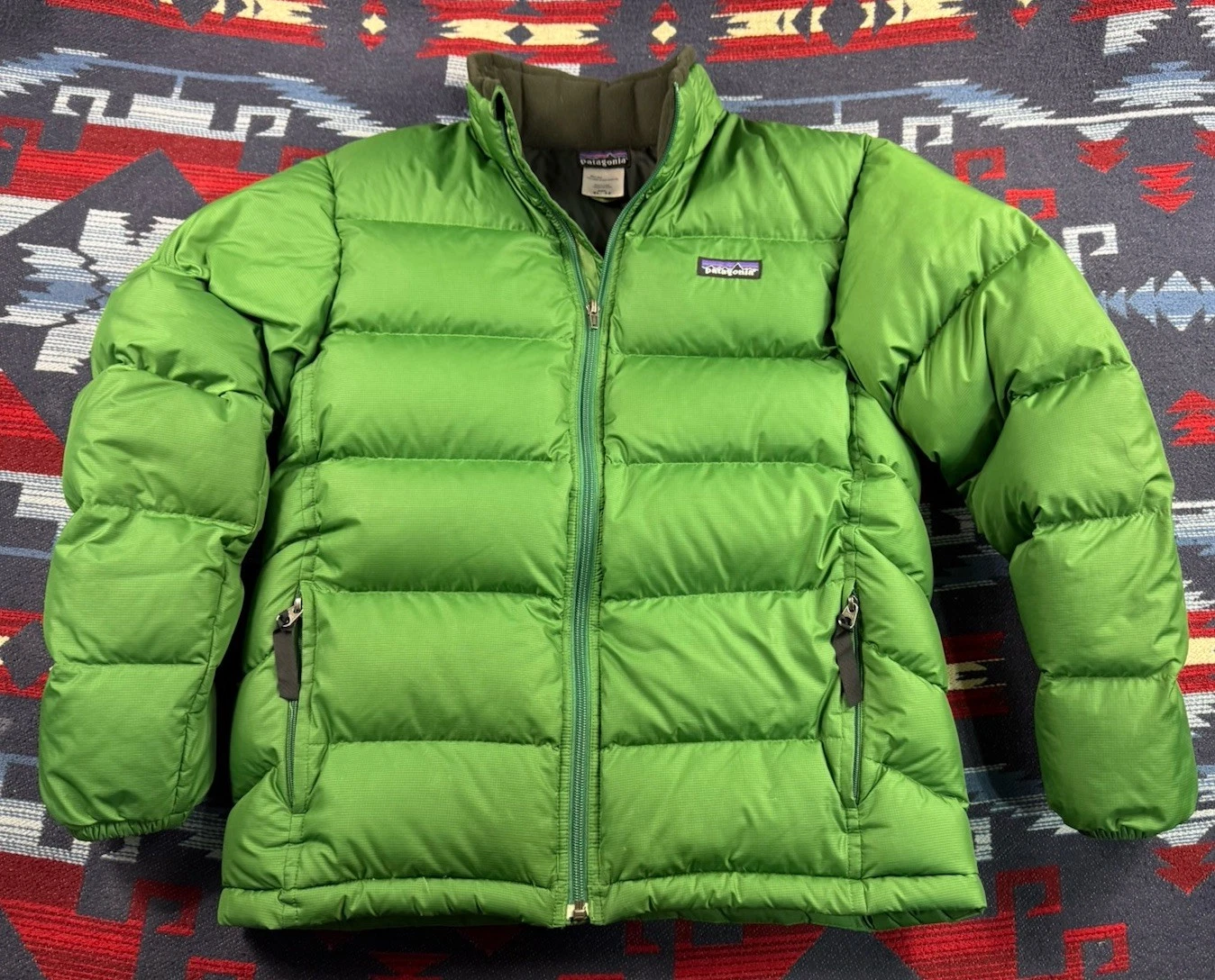 Patagonia Kids Hi-Loft Insulated Down Jacket Youth XL 14 Green Ski Puffer Coat