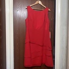 Womens  JJsHouse Red Chiffon Shift Dress,  Size 18 