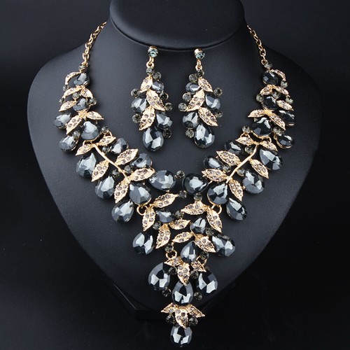 Women Crystal Bridal Wedding Jewelry Set Necklace Earrings Statement Party Gifts - Picture 9 of 72