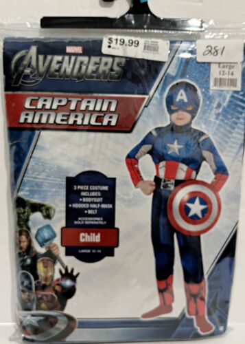 Marvel Avengers Captain America Costume Halloween Dress Up Child Large 12-14 New