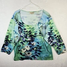 Norm Thompson Womens Colorful Floral Rhinestone Pullover Sweater Size 3X Plus
