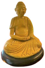 Vibrant Yellow Buddha Lamp Late 19th Century Pottery