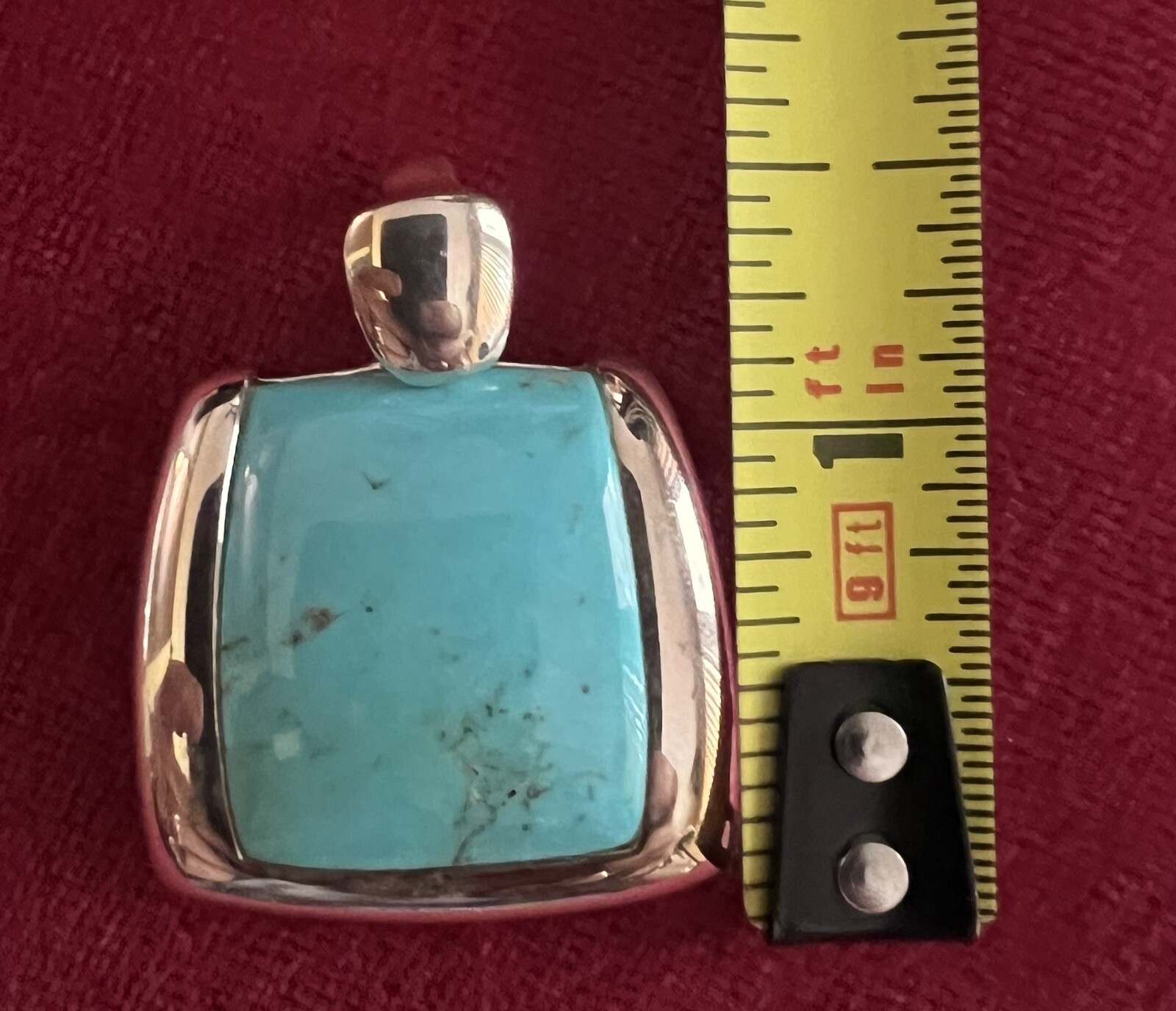 925 Sterling Silver Rectangular Turquoise Pendant… - image 5