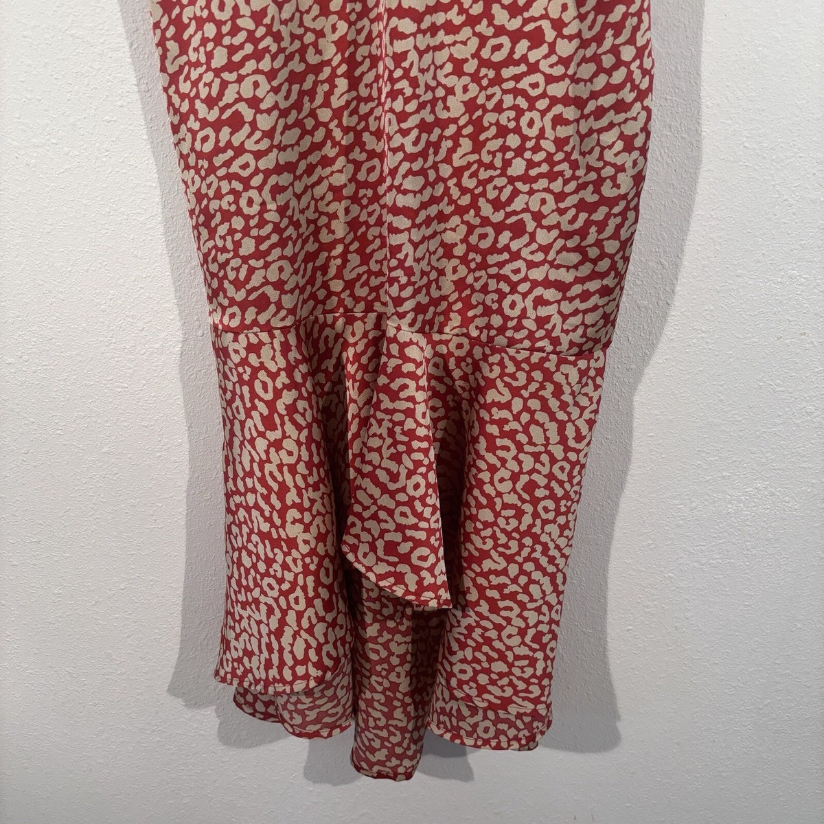 Pretty Little Thing Red Leopard Print Frill Hem Midi Dress Size 8 | eBay