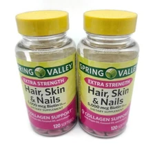 Spring Valley Extra Strength Hair Skin and Nails 2 Pack 240 Softgels Total