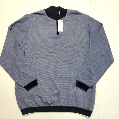 New $188 BRAX Quarter Zip Knit Sweater 2XL XX-LARGE Blue COTTON Blend Steffen