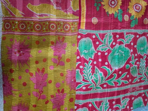 NWOT hand made vintage cotton fine kantha stitch reversible quilt. 135 x 215 - Picture 6 of 14