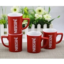 4 New Nescafe Red 8oz Cups Mug Cup  Coffee Tea Collectible Mugs FREE SHIPPING