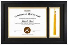11x17.5 Diploma Tassel Shadow Box Frame with Double Mat for 8.5x11 Certificate