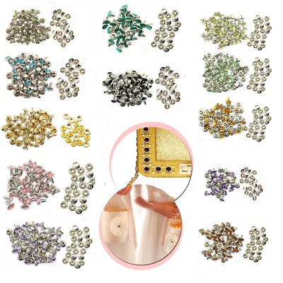 100pcs argento strass rivetti Stud per artigianato fai da te in pelle Decor