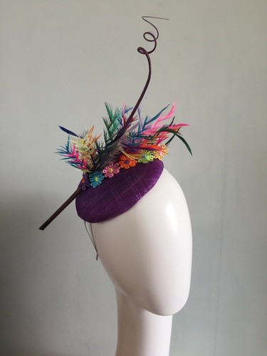 orange ladies fascinator hat wedding 