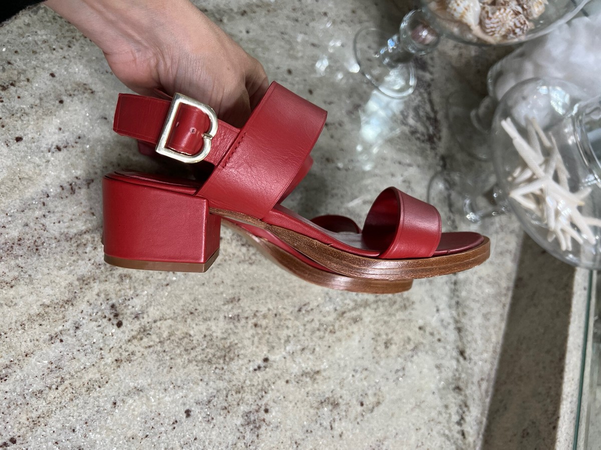 Brooks Brothers Strappy Sandal Heels, Red, Women's 6 Leather