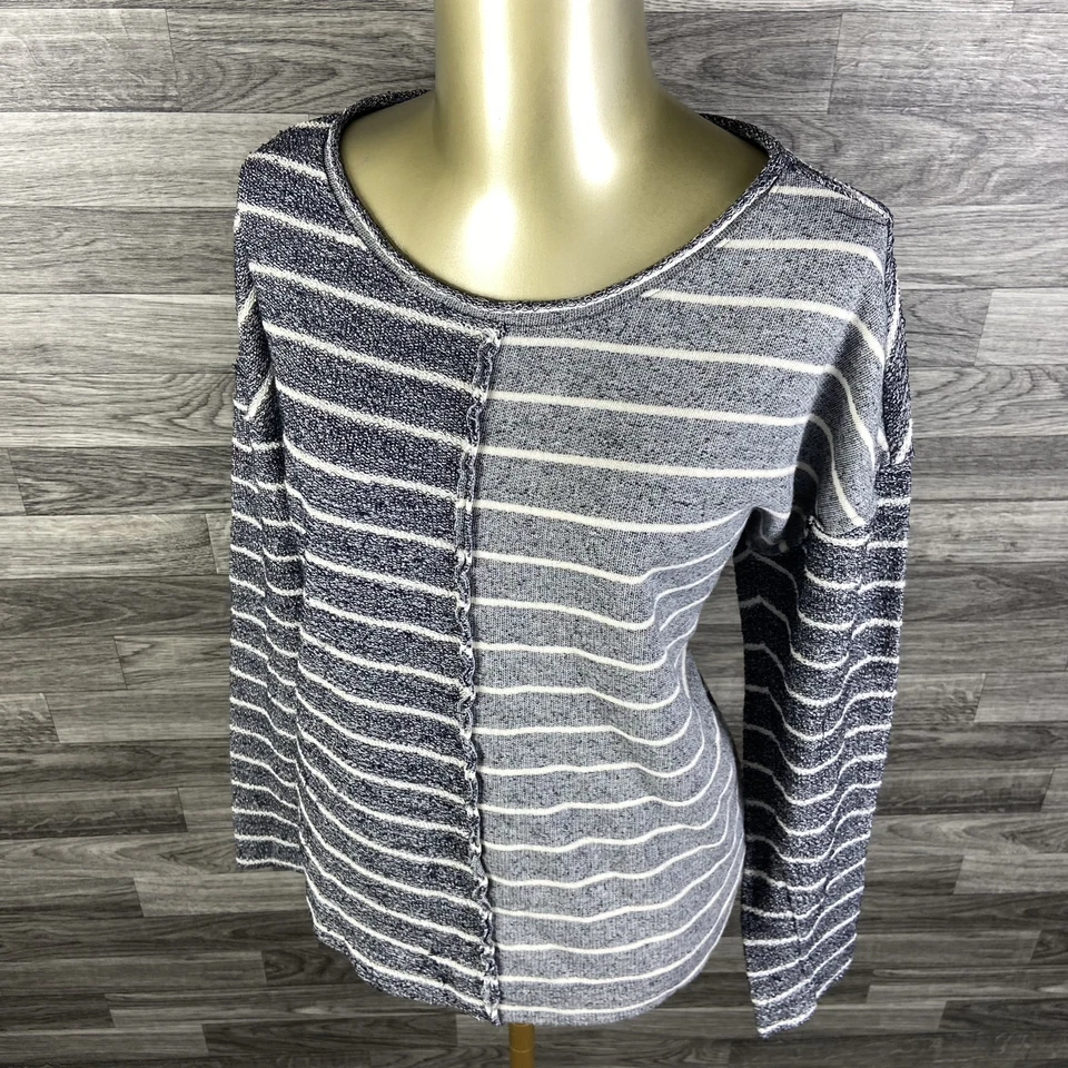 ANTHROPOLOGIE Pullover Gris Rayas Devin Texturizado Sudadera Para Mujer Talla Grande Foto 2 de 4