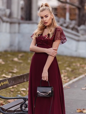 Women's Sequin Print Evening Dresses for Women with Sleeves (& Plus Size)