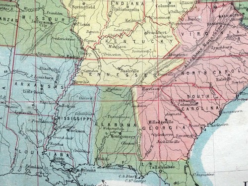 VEREINIGTE STAATEN von Amerika, Osten. Johnston, original antike Landkarte 1862 - Bild 2 von 3
