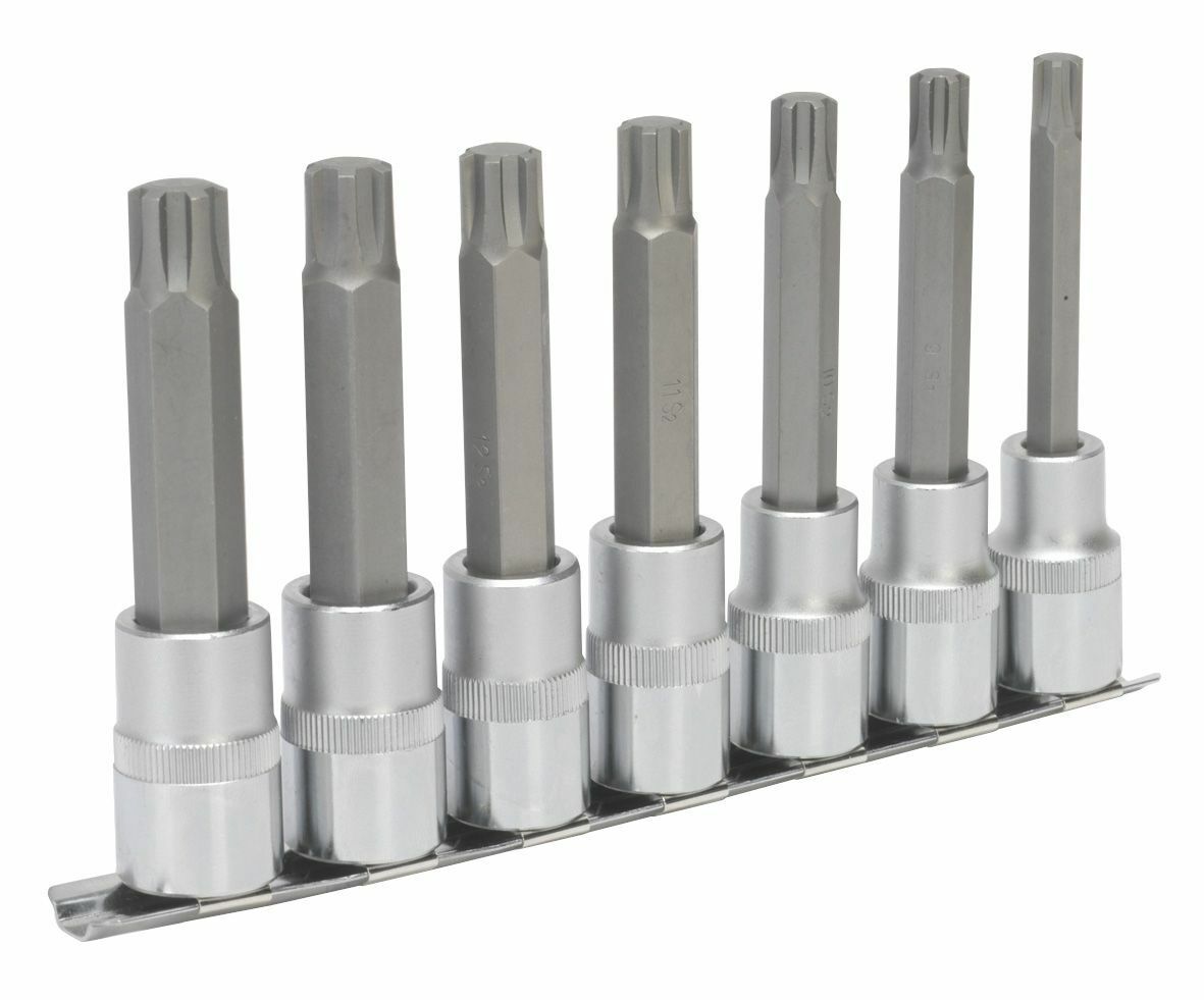 Sealey AK6235 Ribe Socket Bit Set 7pc 1/2""Sq Drive 100mm