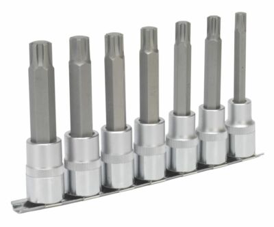 Sealey AK6235 Ribe Socket Bit Set 7pc 1/2''Sq Drive 100mm