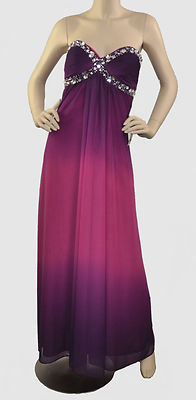 Onyx Nite NWT Strapless Embellished Long Formal Dress Purple