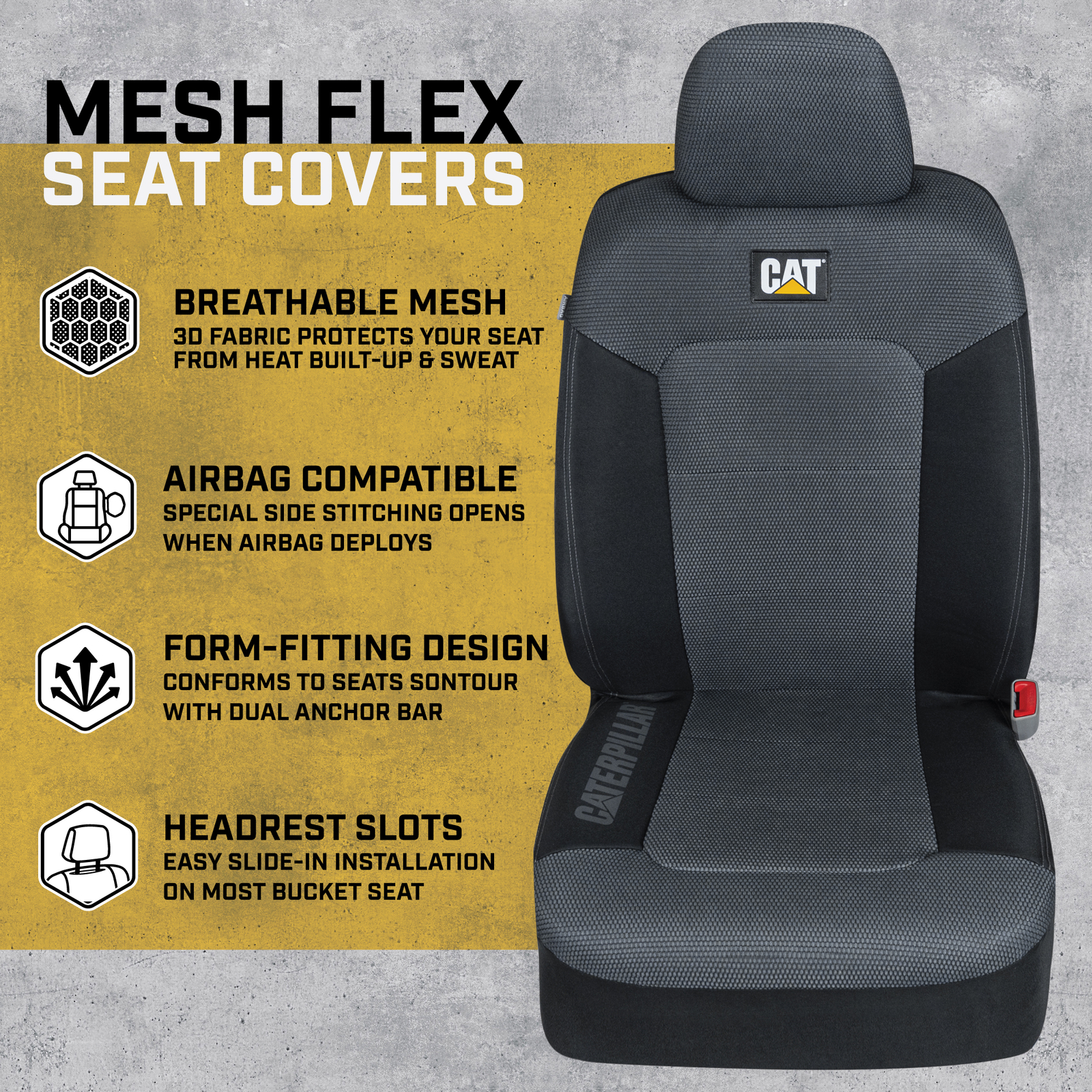 CAT Truck Seat Covers for Front Seats Set Black & Gray Automotive