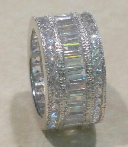 3 kt Prinzessin strahlender Schliff Ewigkeit Band simulierter Diamant Ehering Sterling - Bild 7 von 8