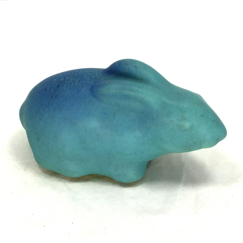 Vtg Van Briggle Pottery Rabbit Ming Blue Glaze Midcentury Bunny Point Nose 4"