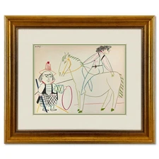 Pablo Picasso (1881-1973), "La Comedie Humaine 30.1.54-II" Framed Vintage Lithog